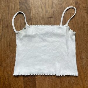 Topshop Ribbed White Crop Top